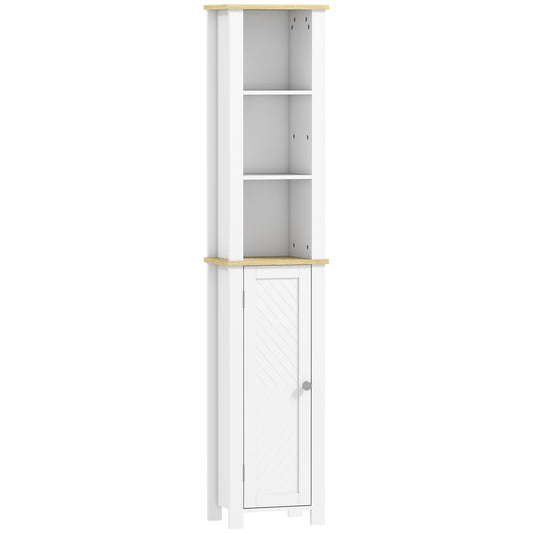kleankin Slim Bathroom Storage Unit with Open Compartment in White