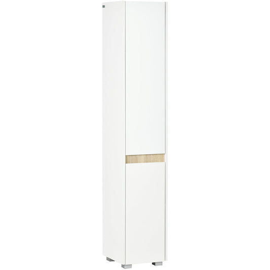 kleankin Tall Bathroom Cabinet with Adjustable Shelves in White