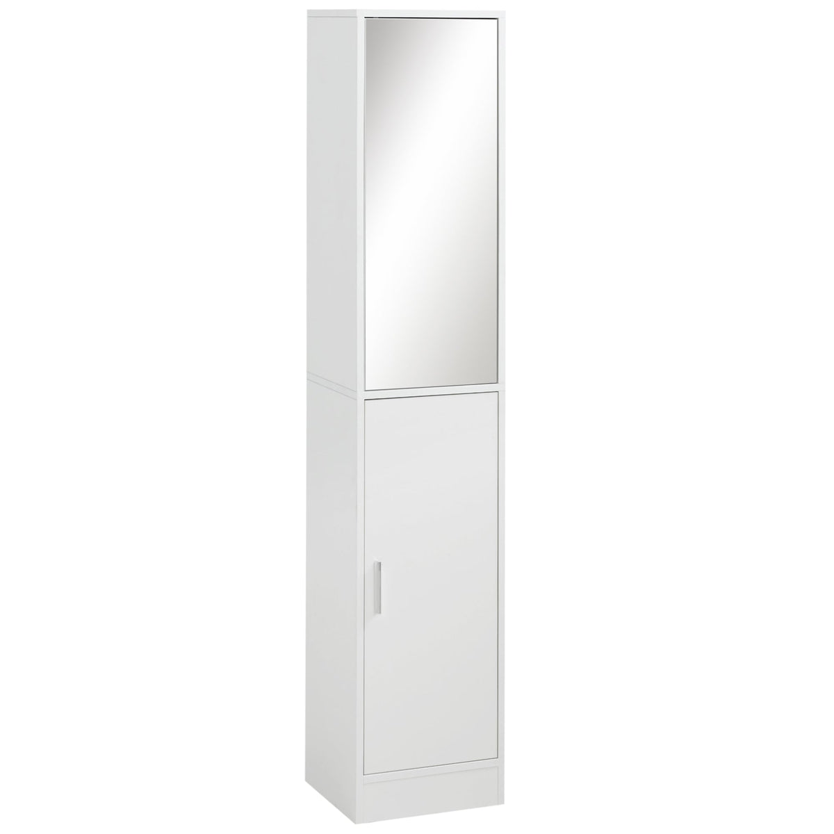 kleankin Tall Bathroom Cabinet with Mirror and Adjustable Shelf in White