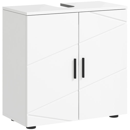 kleankin Under Sink Cabinet with Shelf in White