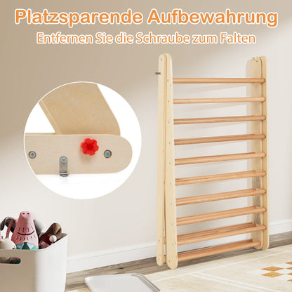 Wooden Climbing Ladder with Ramp for Kindergarten or Home-Natural