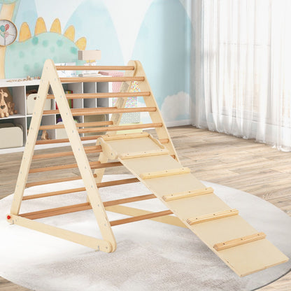 Wooden Climbing Ladder with Ramp for Kindergarten or Home-Natural
