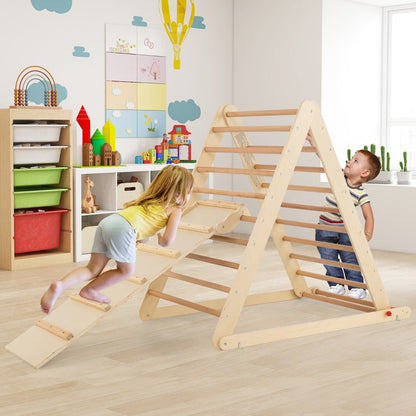 Wooden Climbing Ladder with Ramp for Kindergarten or Home-Natural