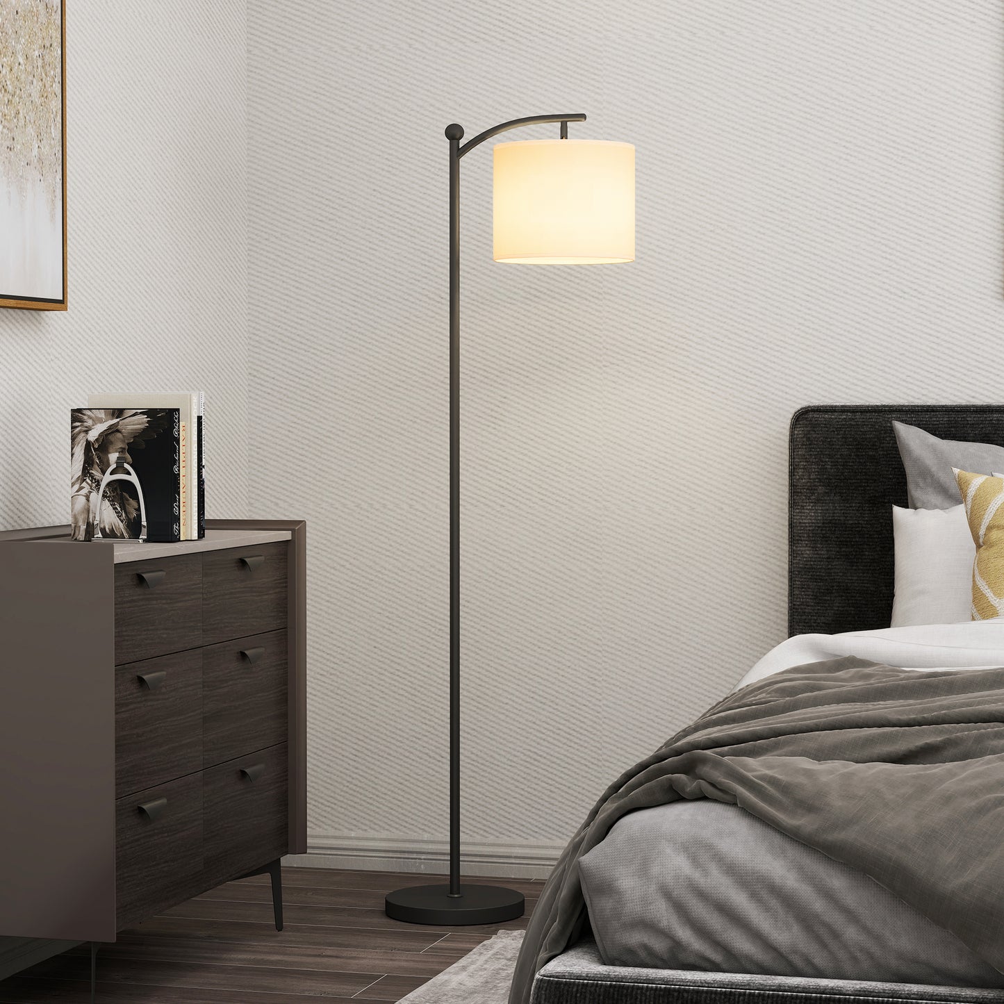 HOMCOM LED Floor Lamp with Remote Control - Black