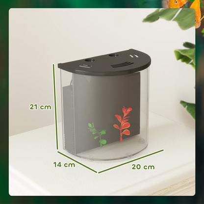 PawHut 3L Small Fish Tank with Filter System, LED Light, Small Fish Tank for Betta, Goldfish, Shrimp, Black