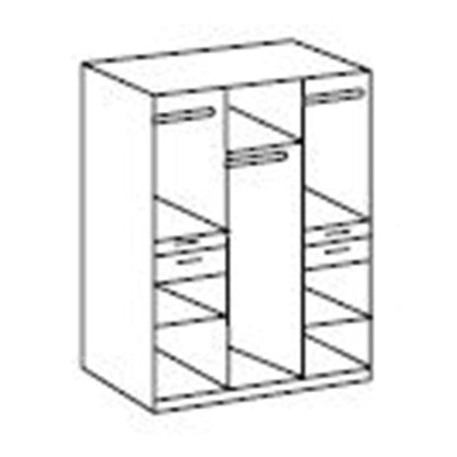 Kodera 3 Door and 4 Drawer Mirrored Wardrobe - Oak