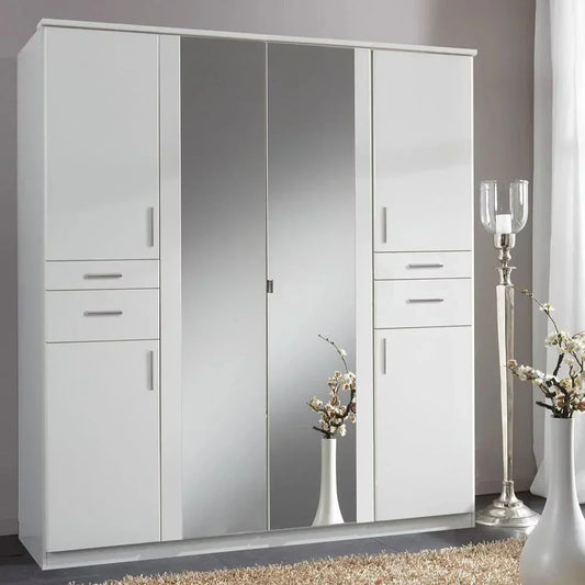 KODERA 6 Door 4 Drawers Wardrobe White 180cm