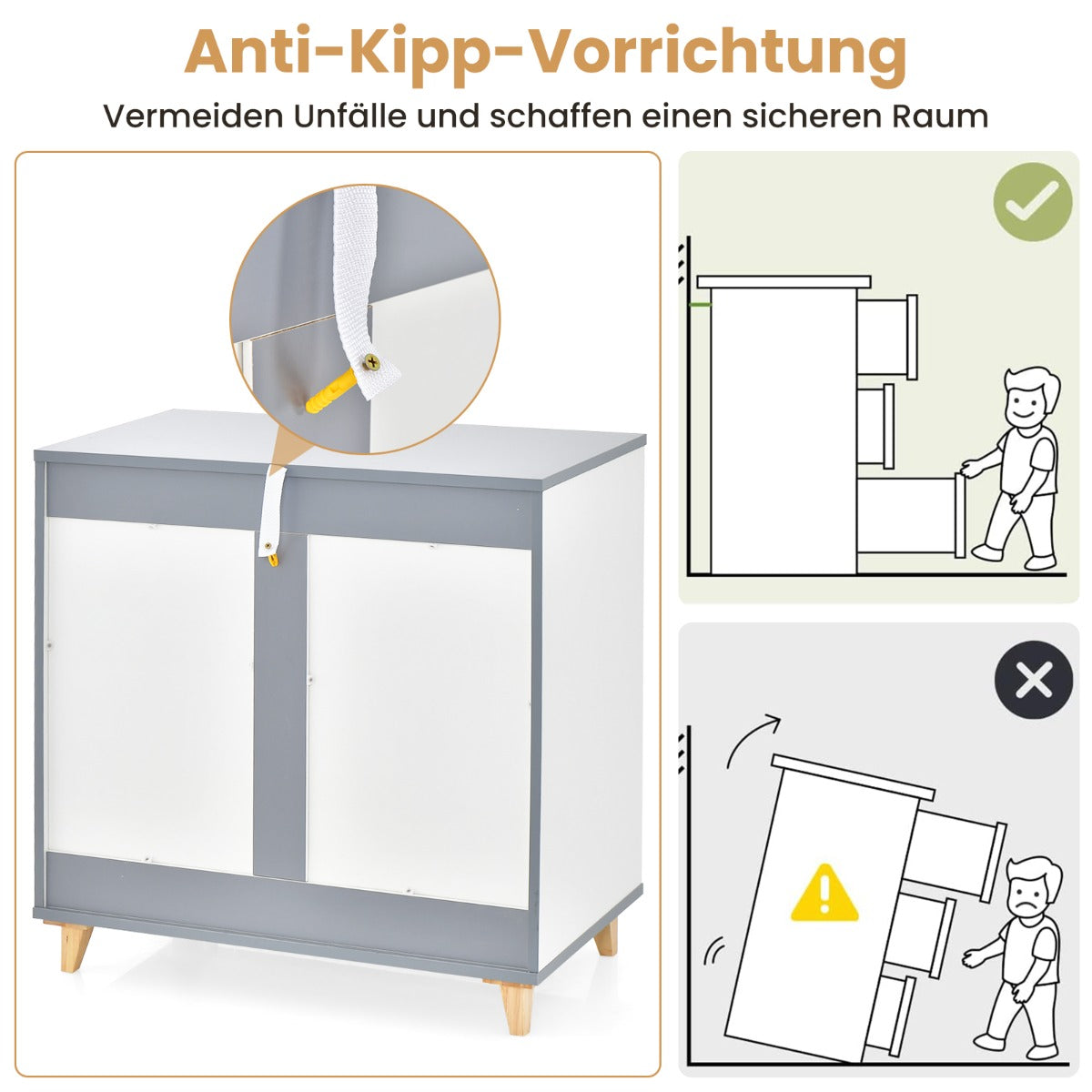 Modern 3 Drawer Chest Dresser with Large Storage Capacity Embedded Handle-White
