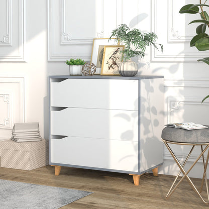 Modern 3 Drawer Chest Dresser with Large Storage Capacity Embedded Handle-White