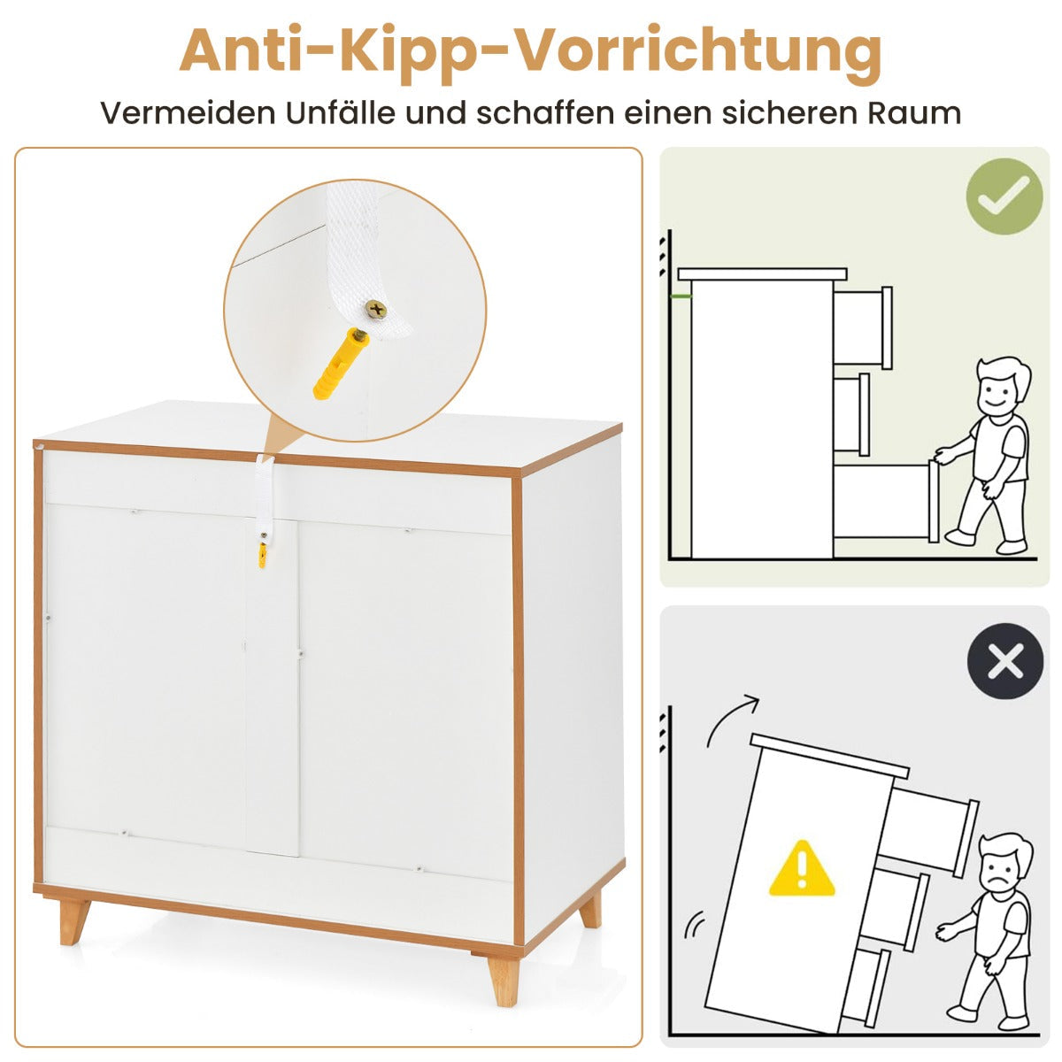 Modern 3 Drawer Chest Dresser with Large Storage Capacity Embedded Handle-Grey