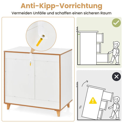 Modern 3 Drawer Chest Dresser with Large Storage Capacity Embedded Handle-Grey