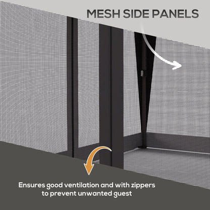 Outsunny 3 x 3(m) Pop Up Gazebo with Mosquito Netting, 1 Person Easy up Marquee Party Tent with 1-Button Push, Double Roof, Carry Bag, Sandbags, Height Adjustable Instant Shelter, Grey