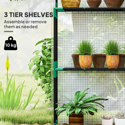 Outsunny 143 x 74cm Walk-In Greenhouse, with Shelves - White