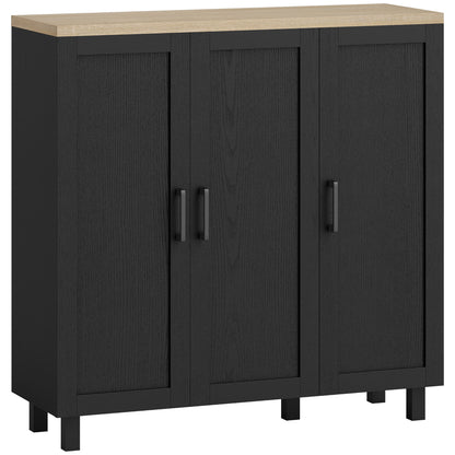 HOMCOM Sideboard Buffet Cabinet, Kitchen Storage Cabinet with 3 Doors and Adjustable Shelves for Living Room, Kitchen, Black