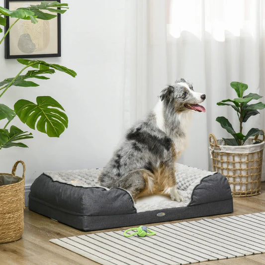 PawHut Calming Dog Bed Pet Mattress w/ Removable Cover, Anti-Slip Bottom, for Medium Dogs, 90L x 69W x 21Hcm - Charcoal Grey