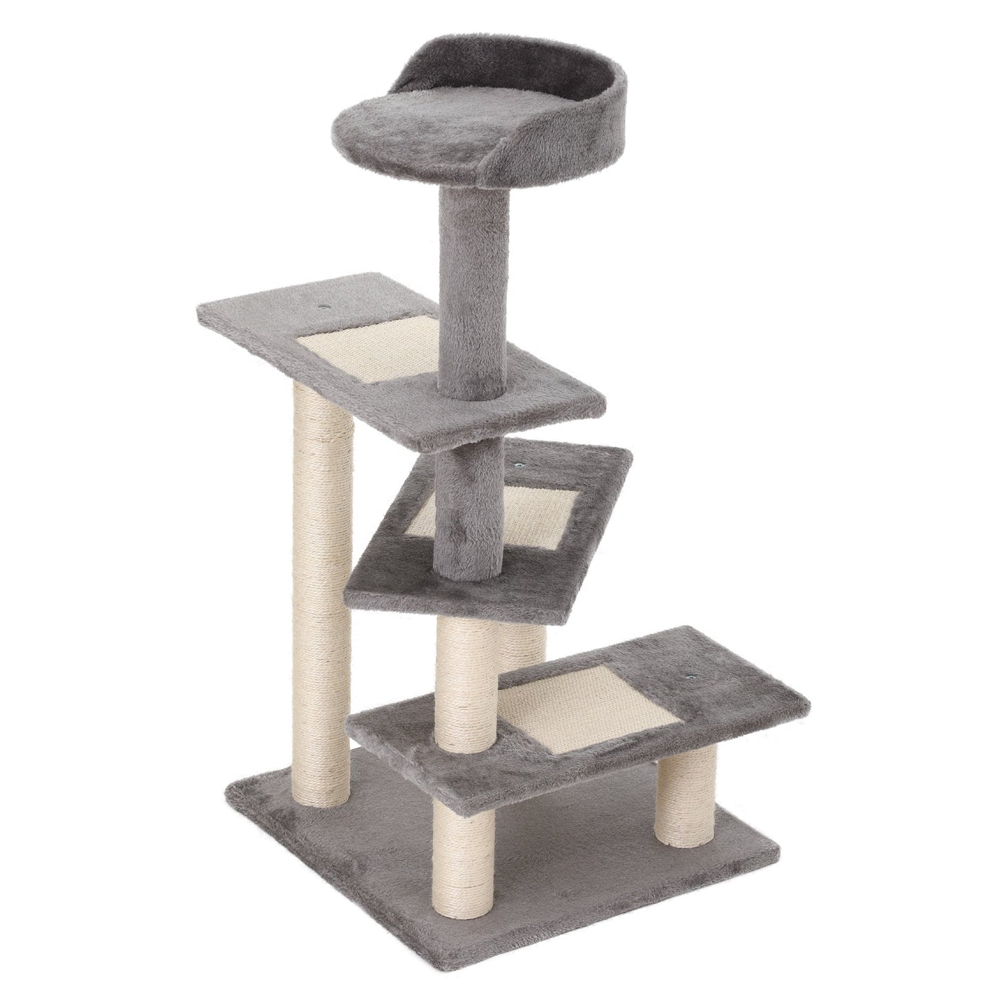 PawHut Cat Tower Kitten Scratch Scratching Scratcher Sisal Post Climbing Tower Activity Centre Grey