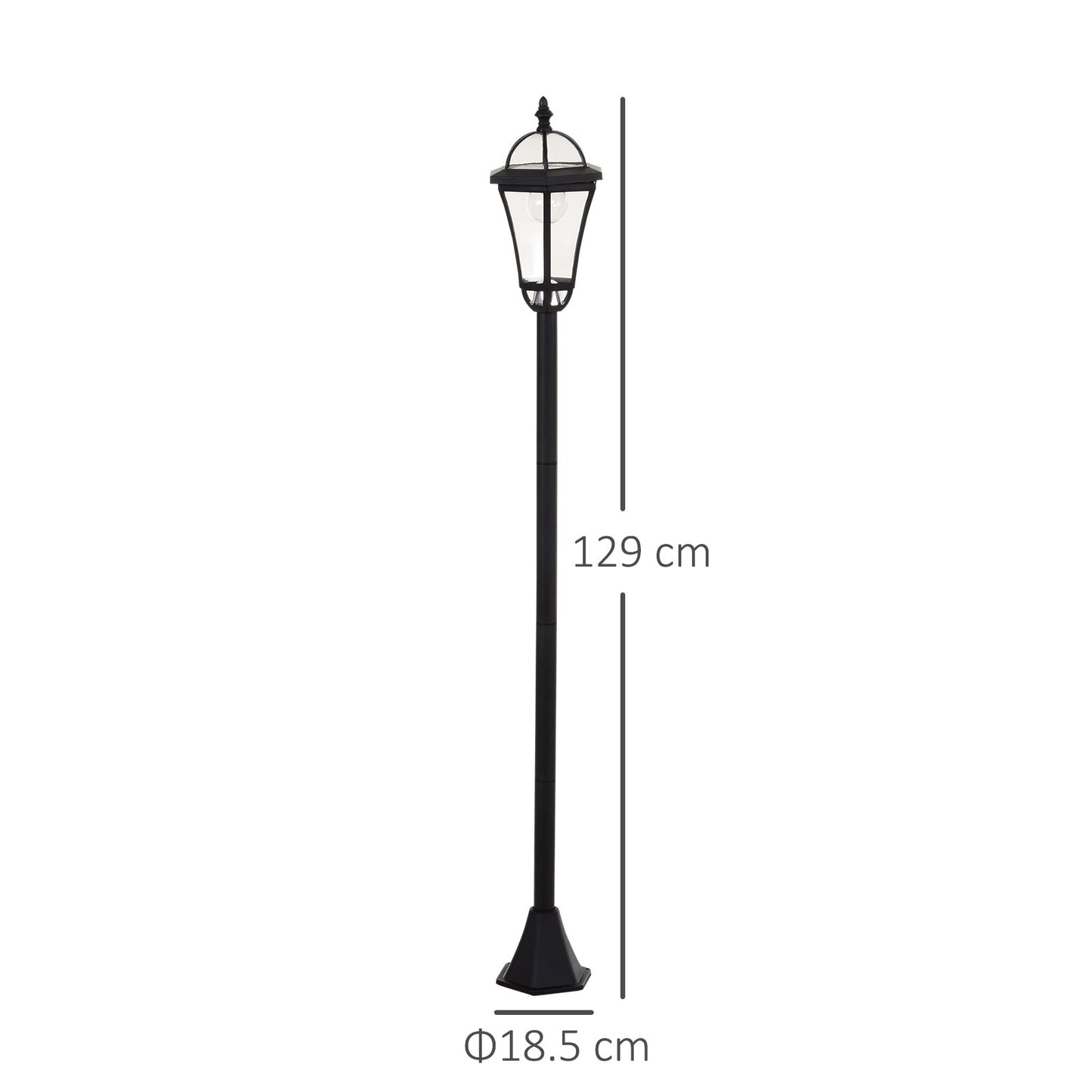 Outsunny 2 szt. 1,3 m Lampa ogrodowa solarna LED zasilana energią słoneczną Latarnia na patio, ścieżka, chodnik, wodoodporna, automatyczny przełącznik, 6 godzin, czarna