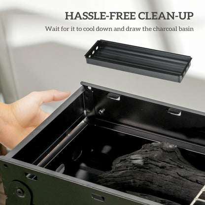 Outsunny Foldable Charcoal Grill - Black