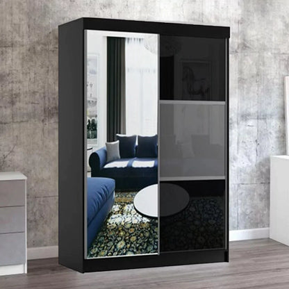 Manhattan Black High Gloss Sliding Door Wardrobe - 120cm,150cm and 200cm