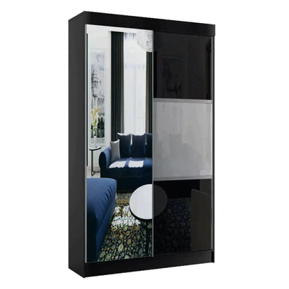 Manhattan Black High Gloss Sliding Door Wardrobe - 120cm,150cm and 200cm