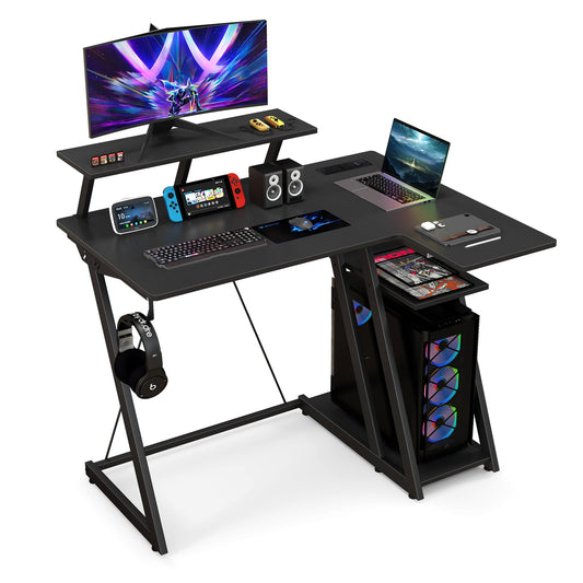 L-Shaped Gaming Desk in Black