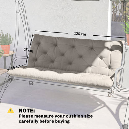 Outsunny Garden Bench Cushion, 2 Seater Swing Chair Cushion, Seat Pad with Ties for Indoor and Outdoor Use, 110 x 120 cm