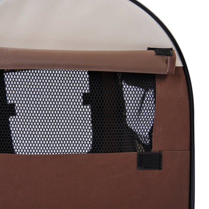 Pawhut Pet Carrier Folding Cat Carrier Dog Bag Fabric Soft Pet Crate, 46 x 36 x 41 cm, Brown