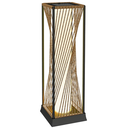 Outsunny Rattan Solar Garden Lights, Auto On/Off LED Floor Lamp, Sand Brown