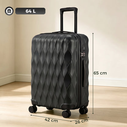 HOMCOM 26Inch 65cm Suitcase, ABS Hard Shell Checked Luggage with TSA Lock, Spinner Wheels, Telescopic Handle, Black