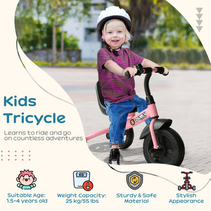 HOMCOM Kids Trike Toddler Tricycle Children Ride on 3 Wheels Bike For 1.5 - 4 Years Pink