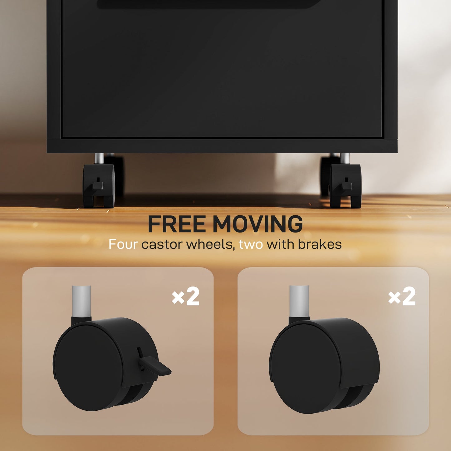 HOMCOM Three-Drawer Locking Filing Cabinet - Black