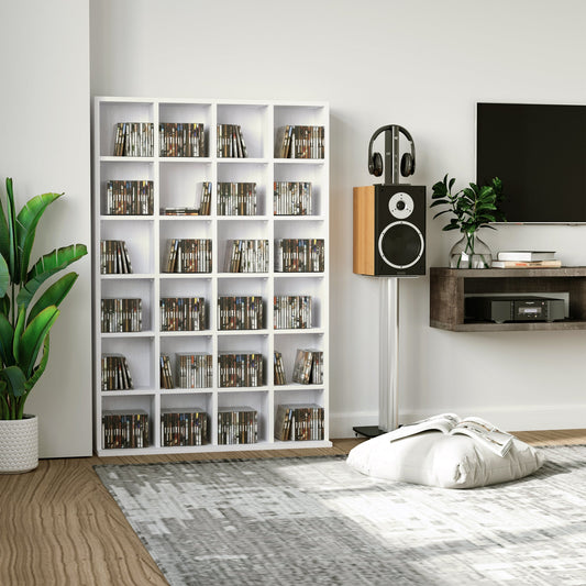 HOMCOM CD Storage Unit with Adjustable Shelves, 89 x 130.5 cm, White