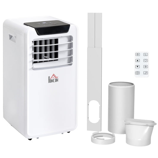 HOMCOM 10000 BTU Air Conditioning Unit, 3-in-1 Portable Air Conditioner, Dehumidifier, Cooling Fan with Remote Control, LED Display, 2 Speeds, 24H Timer, Window Venting Kit, 18m_