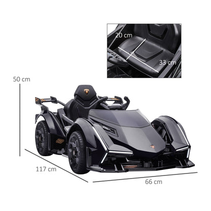 HOMCOM 12V Electric Cars for Kids Ride On Sports Car with Parental Remote, Bluetooth, Horn, Music & LED Headlights Taillights for 3-6 Years, Black