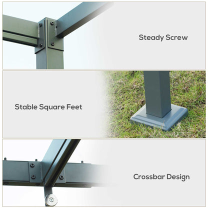 Outsunny 3 x 2m Metal Outdoor Pergola with Retractable Roof, Outdoor Gazebo Canopy Shelter with Drainage Holes for Garden, Patio, Lawn, Grey