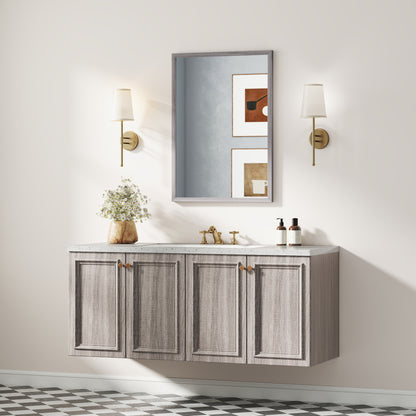 HOMCOM Wall Bathroom Mirror, 50 x 70 cm Wall-Mounted Mirror for Living Room, Bedroom, Hallway, Grey