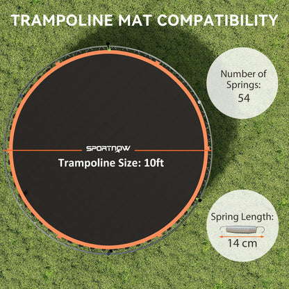 SPORTNOW Trampoline Replacement Mat with Spring Pull Tool, 54 V-Hooks, for 10ft Trampoline using 14cm Springs, Orange