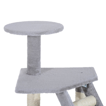 PawHut Cat Tree Kitten Scratching Post Scratch Scratcher Climb Activity Center Play House Pet Furniture 125cm (Grey)