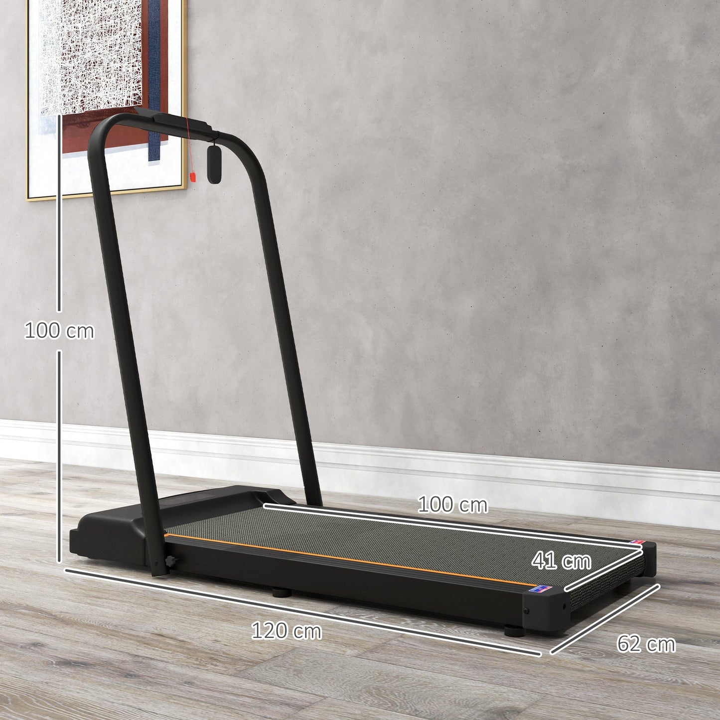 SPORTNOW 2.5HP Walking Pad, 1-6km/h Folding Treadmill with Remote Control and LED Display for Home Gym Office, Orange