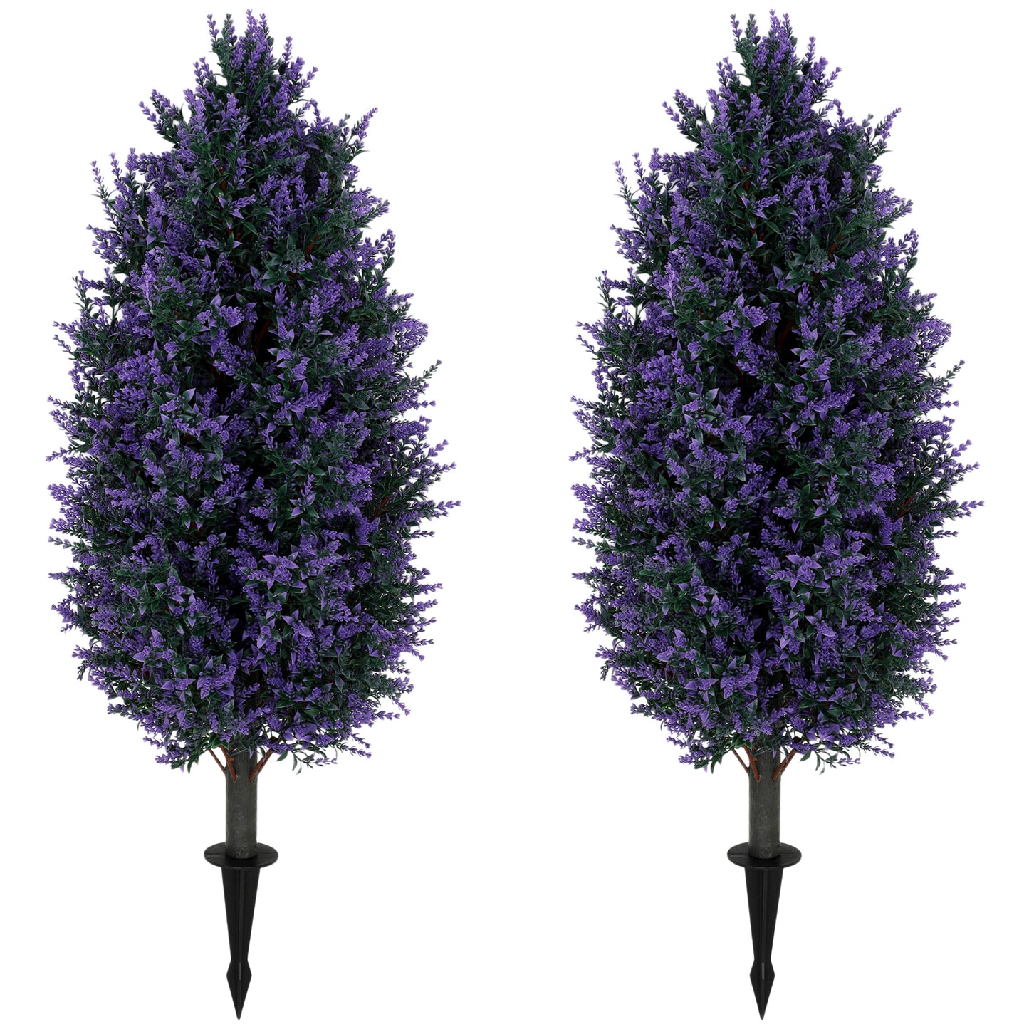 HOMCOM Set of 2 Artificial Lavender Flowers, Indoor Outdoor Fake Plants with Stakes, UV Resistant for Garden, 90 cm, Blue