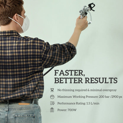 HOMCOM Airless Paint Sprayer, Thinning-Free Electric Paint Spray Gun for Walls, Fences & DIY Projects, 200 Bar High Pressure, 1.5L/min Flow Rate, 7.5m Hose, Indoor & Outdoor Use, Dark Blue