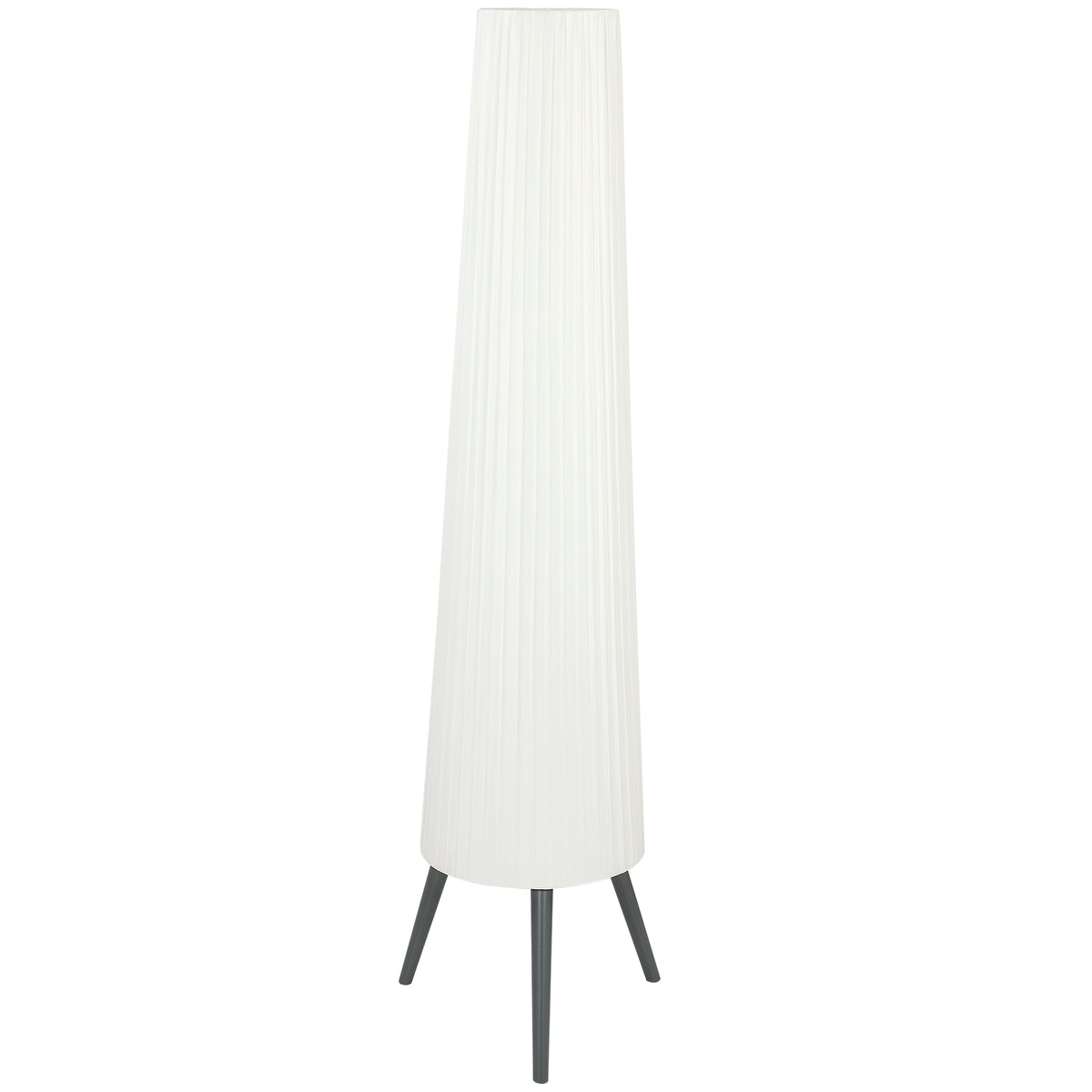 HOMCOM Dimmable Tripod Floor Lamp with Foot Switch, Nordic Standing Lamp with Fabric Shade, 153cm, White and Grey