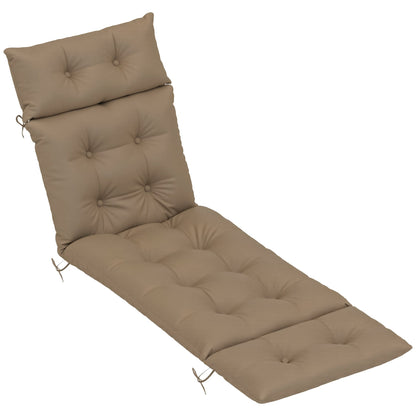 Poduszki na leżak Outsunny, tylko 190 x 56 x 10 cm, poduszki na leżak ogrodowy, tkanina UPF20+ 220 g/m2, grube wymienne podkładki na leżak z 6 wiązaniami, kolor khaki