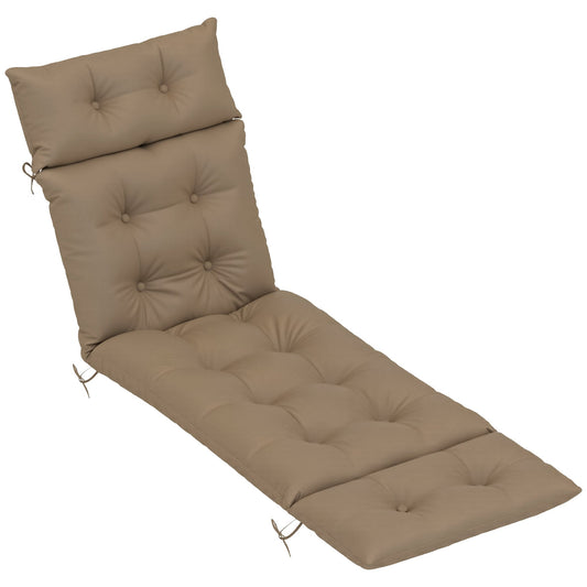 Poduszki na leżak Outsunny, tylko 190 x 56 x 10 cm, poduszki na leżak ogrodowy, tkanina UPF20+ 220 g/m2, grube wymienne podkładki na leżak z 6 wiązaniami, kolor khaki