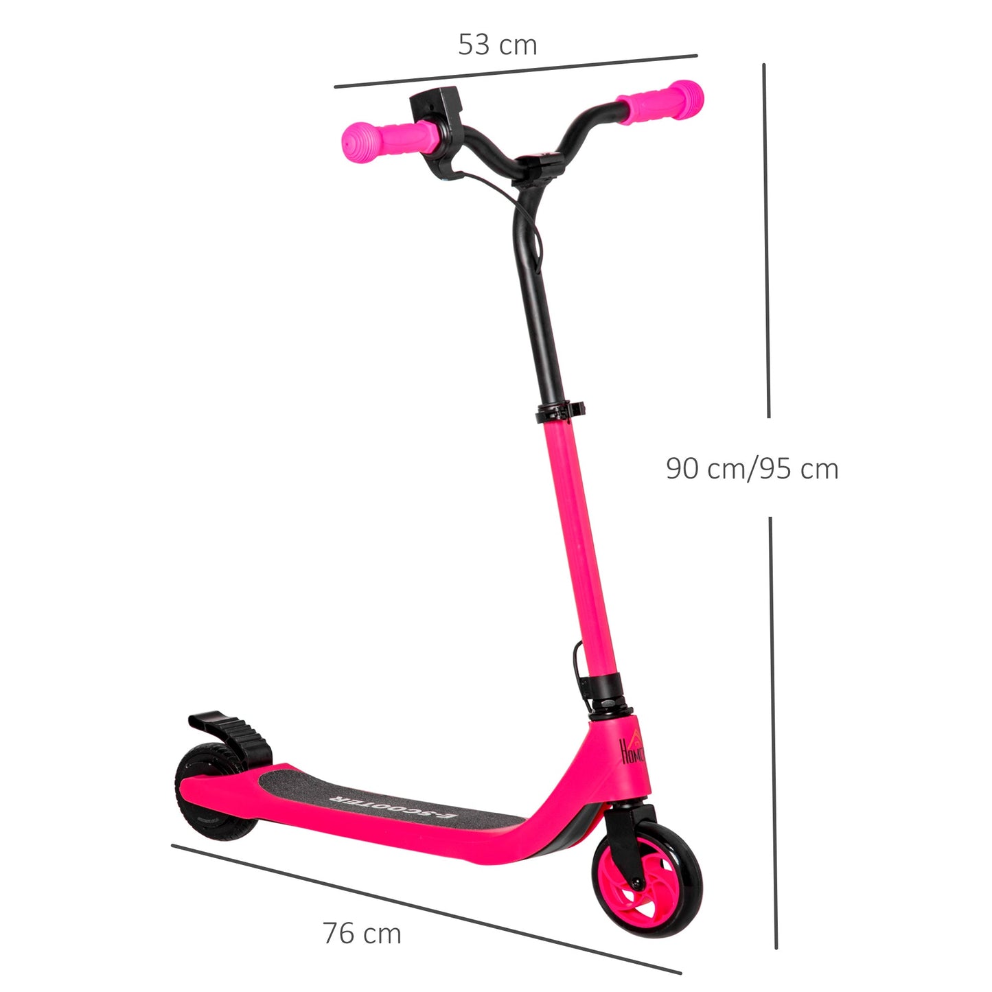 HOMCOM Electric Scooter, 120W Motor E-Scooter with Battery Display, Adjustable Height, Rear Brake for Ages 6+ Years - Pink