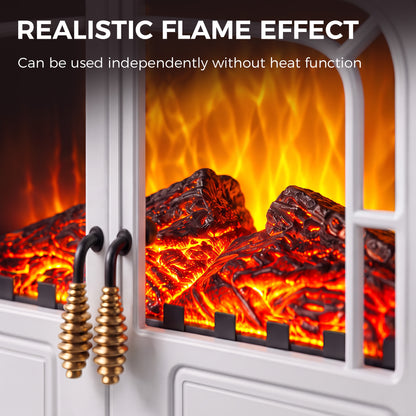 HOMCOM Freestanding Electric Fireplace Stove Heater with LED Fire Flame Effect White