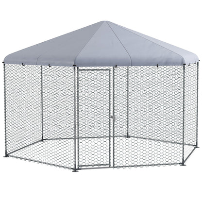 PawHut Chicken Coop for 10-15 Chickens, Hens, Rabbits, Ducks, Outdoor Garden Chicken Run, 4 x 3.5 x 2.6m