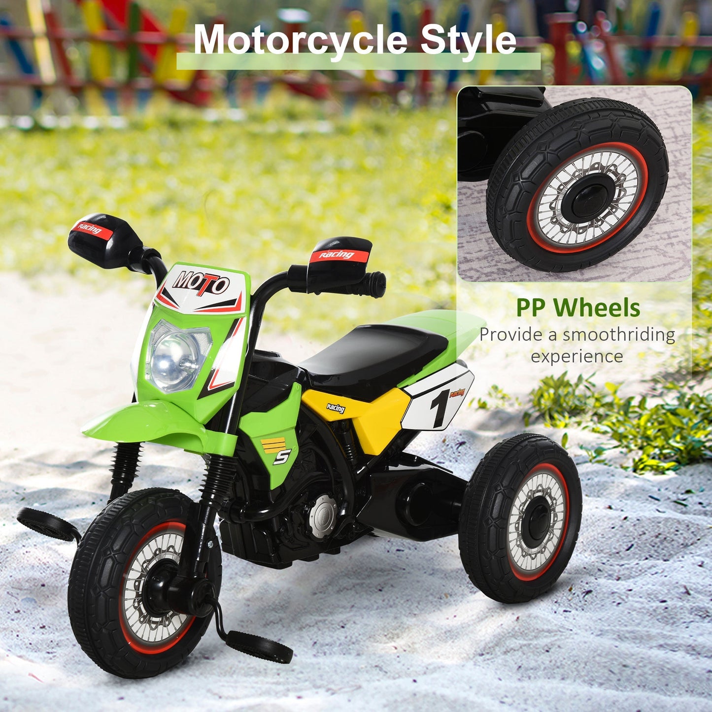 Ride On Tricycle 3 Wheels PP Pedal Trike for Ages 18-36 Months Toddlers, Green