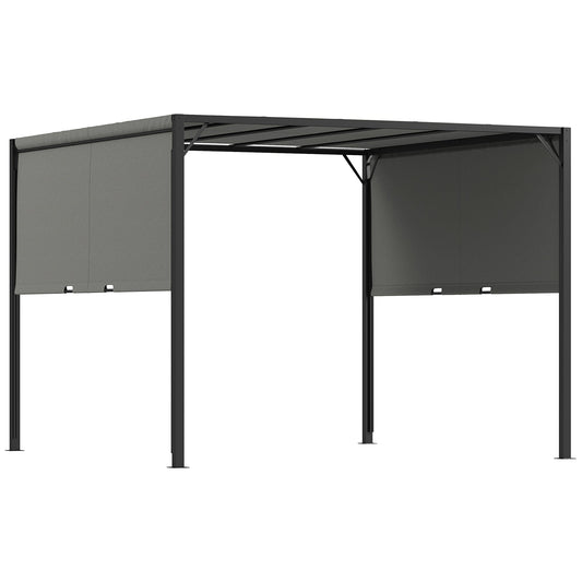 Outsunny 3 X 3 metry pergola z rozsuwanym dachem, altana ogrodowa z regulowanym daszkiem przeciwsłonecznym i stalową ramą, antracyt