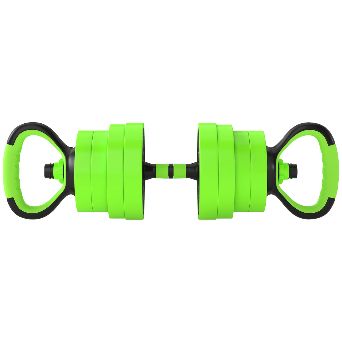 SPORTNOW 30kg 6-in-1 Adjustable Weight Dumbbells Set, Barbell, Kettlebell, Push Up Stand - Green